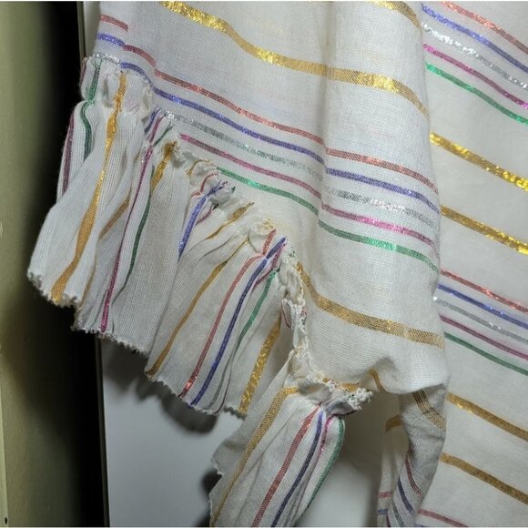 ❤ 3 For $35 Revolve Saylor metallic stripe  ruffle crop short sleeve blouse xs - Picture 8 of 15